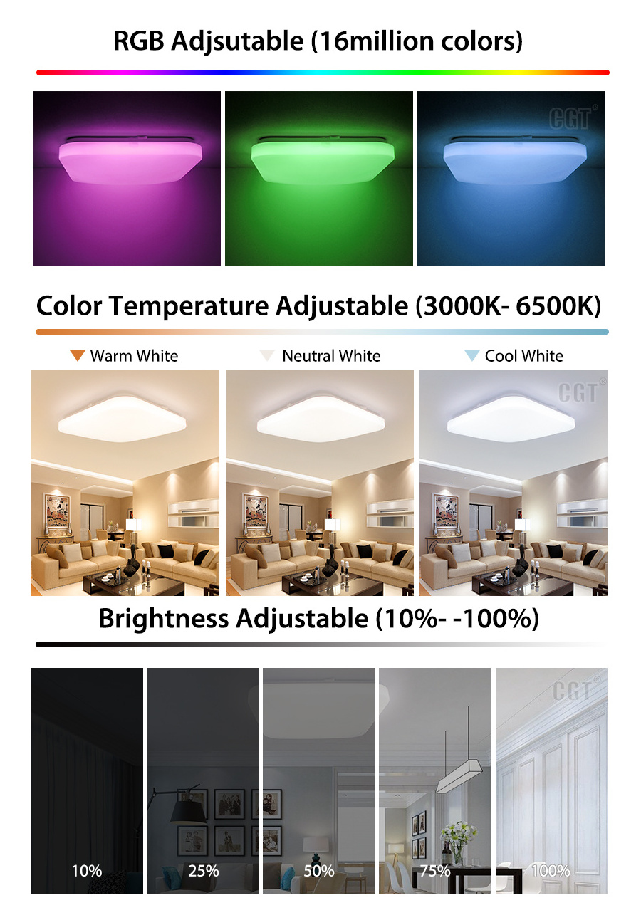 Home Ceiling Romantic Light Color Changing Modern Wifi Smart Square LED ...