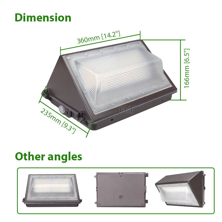 Die-casting Aluminium ETL DLC Listed Outdoor IP65 42W 60W 80W 100W 120W LED Wall Pack Light with Photocell Dusk to Dawn