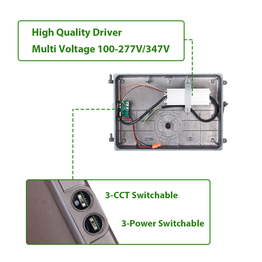 Die-casting Aluminium ETL DLC Listed Outdoor IP65 42W 60W 80W 100W 120W LED Wall Pack Light with Photocell Dusk to Dawn