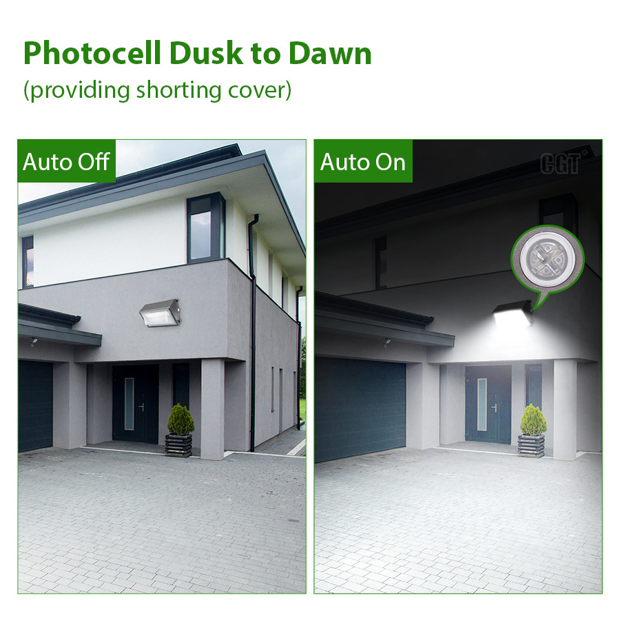 Die-casting Aluminium ETL DLC Listed Outdoor IP65 42W 60W 80W 100W 120W LED Wall Pack Light with Photocell Dusk to Dawn