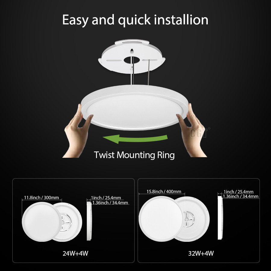 High Quality 12 16 Inch Ultra Thin Round Flush Mount Lighting RGBW Decorative Smart LED Ceiling Light