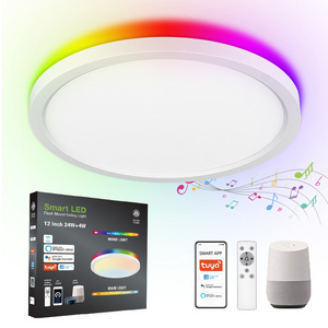 RGBW Dimmable Alexa WIFI Tuya Speaker Control Kids Room Decorative 12inch 300mm LED Panel Ceiling Lights