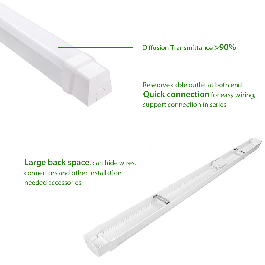 CGT Flicer Free Driver Ceiling Mount 1200mm LED Light Fixture Outdoor IP65 Linkable Tri-proof Batten Light