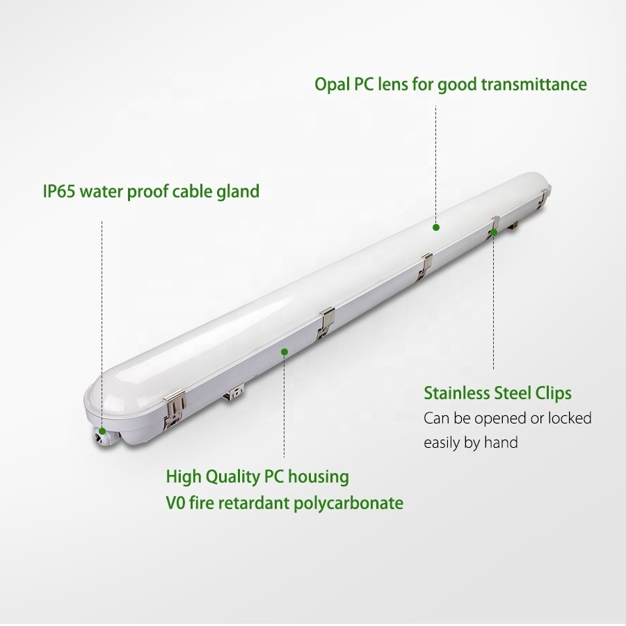 Tri-proof Light Power CCT Selectable 36W 50W High Quality Emergency Batten Flat Ceiling LED Tri-proof Fixture