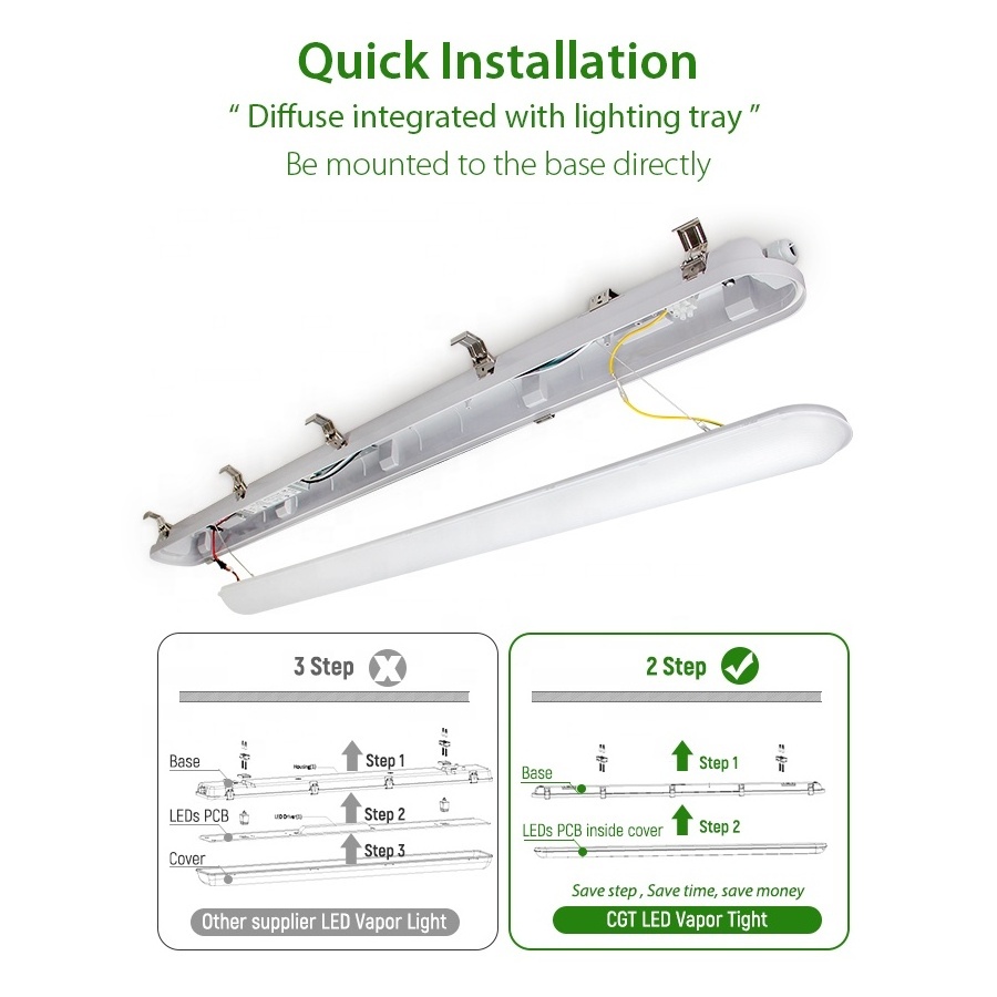 Tri-proof Light Power CCT Selectable 36W 50W High Quality Emergency Batten Flat Ceiling LED Tri-proof Fixture