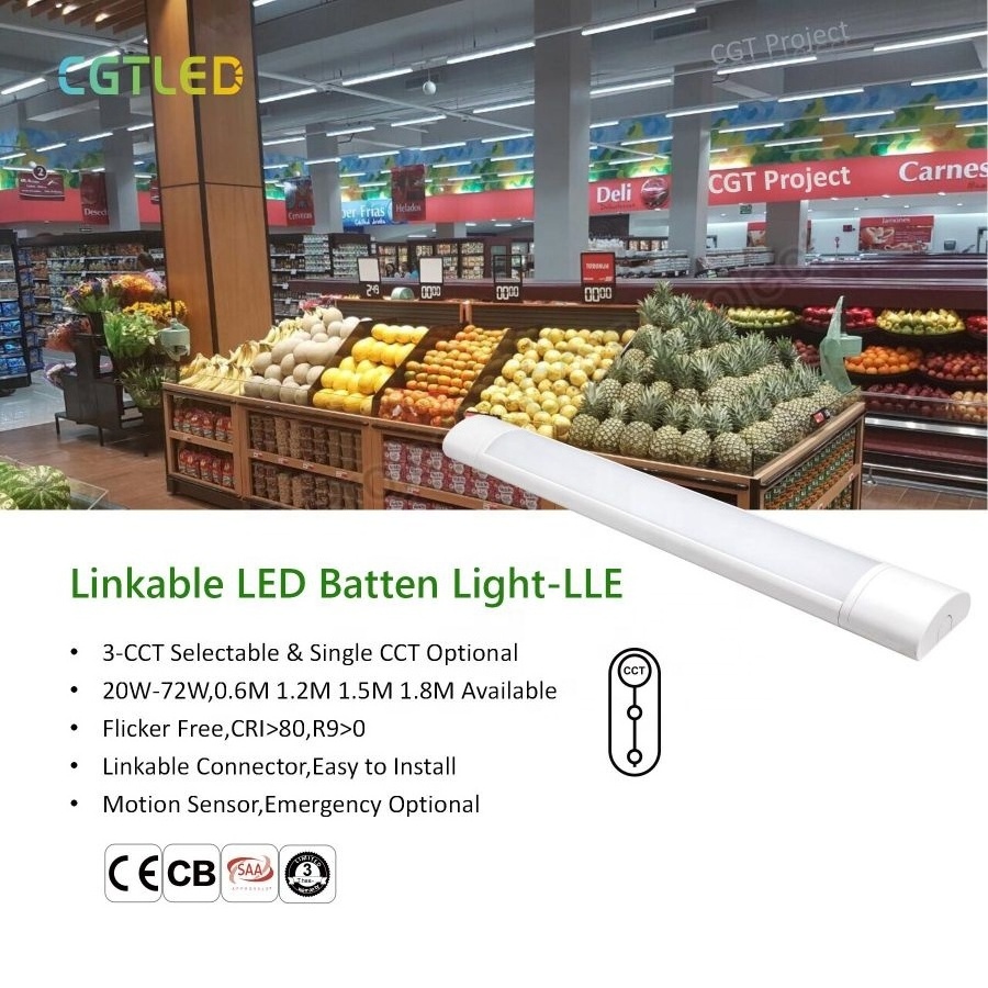 Linkable Indoor Home Fitting LED Sensor Emergency Linear Batten Light 0.6m 1.2m 120cm LED Batten Lamp