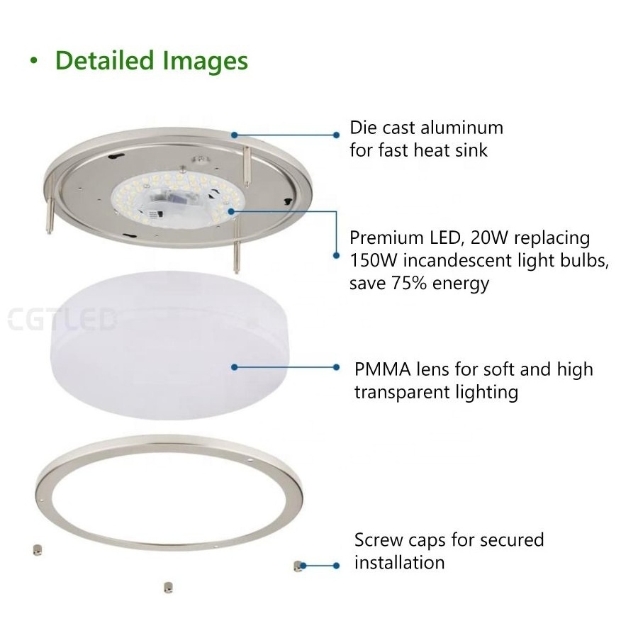 Dimmable Double Ring LED Flush Mount Ceiling Light Fixture 10'' 12inch 16inch Ceiling Lights