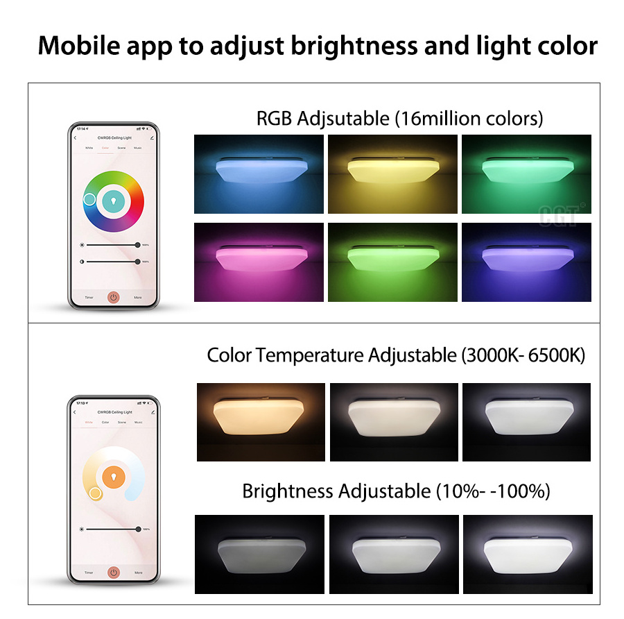 Home Ceiling Romantic Light Color Changing Modern Wifi Smart Square LED ...