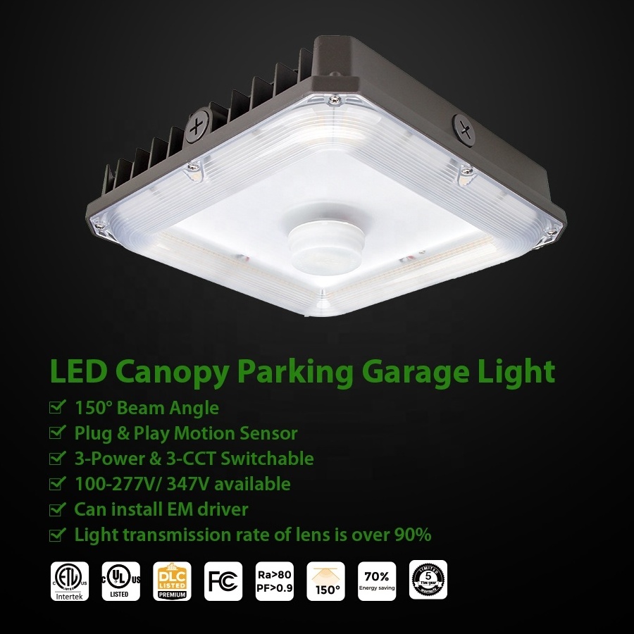 ETL Gas Station Led Canopy Lamp 100-277V/347V  3 Power 3 CCT Petrol Station Led Canopy Light