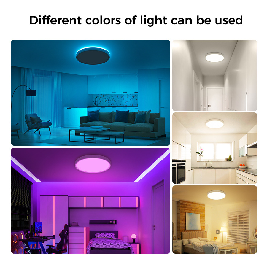 Modern Design round WiFi Ceiling Lights Tuya RC Controlled 2700-6500K RGB Color LED Surface Mounted Light