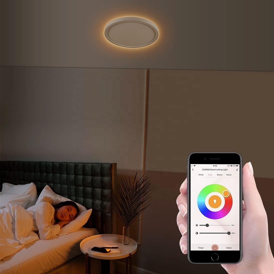 300mm 400mm Smart Round Bedroom Living Room Ambient Ceiling Lighting paneles de led Focos Lamparas De Techo