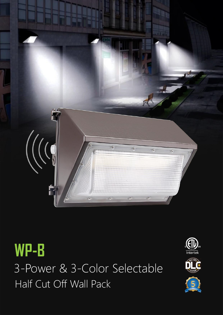 ETL DLC With Photocell 60W 80W 100W 120W Outdoor LED Wall Pack Light