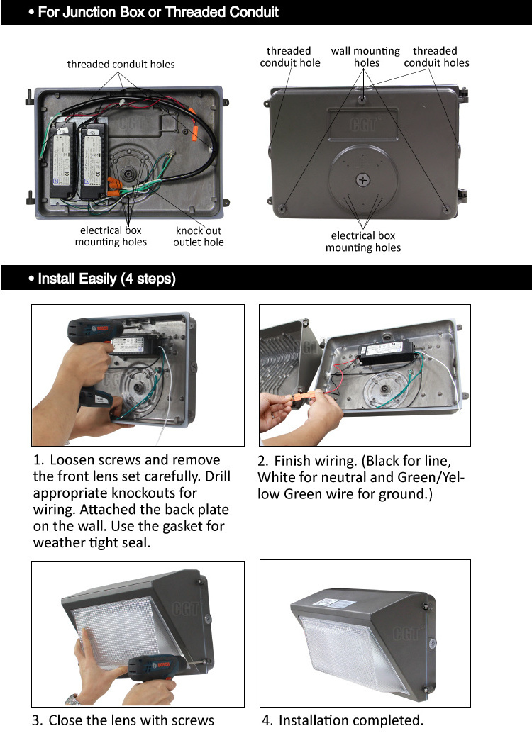 ETL DLC With Photocell 60W 80W 100W 120W Outdoor LED Wall Pack Light