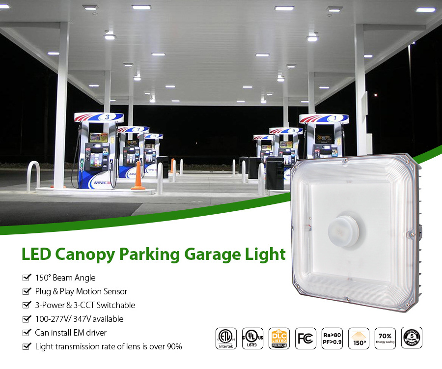 CGT 3 Power CCT Selectable Ceiling Installation Parking Garage Petrol Led Gas Station Lamp LED Canopy Lights