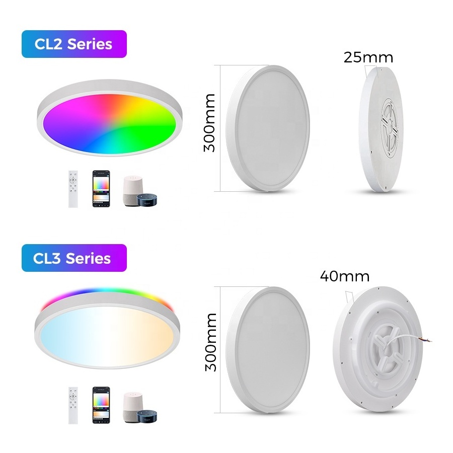 12 Inch LED Ceiling Light Fixture Flush Mount with Back Light 24W 1920LM Energy Efficient White Finish