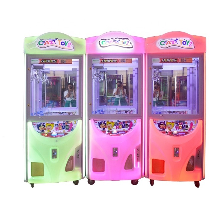 Crazy Toy 2 coin pusher key master crane claw machine LED arcade game machine for sale