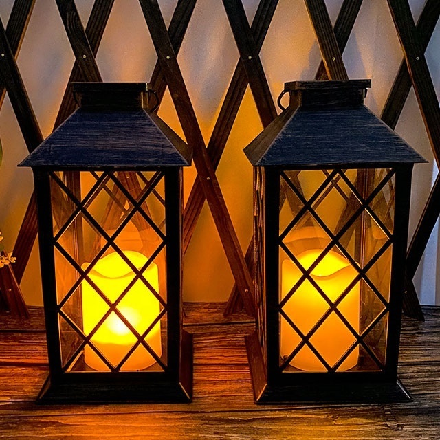 ip66 waterproof Outdoor Garden Ramadan festival decorate Pattern Lights LED candle Solar Lantern Lights