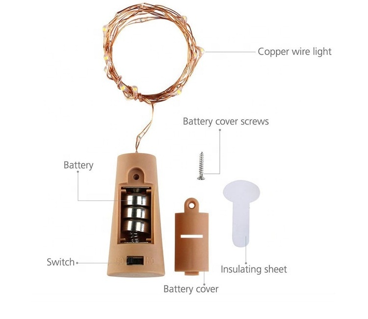 Wine Bottle Lights with Cork 10 LED Battery Operated String Lights Mini Copper Wire Lights for Bedroom Christmas Party