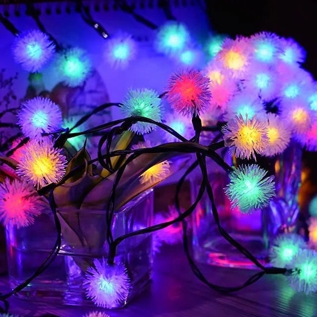 LED Dandelion String Lights Outdoor Waterproof 8 Modes Solar Powered Patio Lights for Garden Yard Party Christmas Halloween