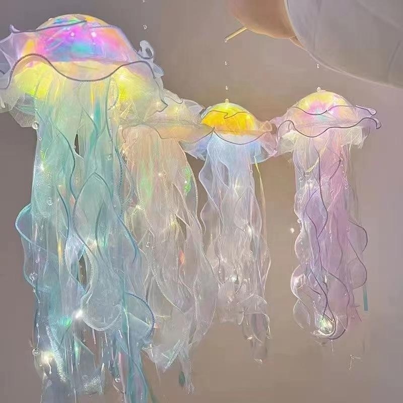 Portable Jellyfish Lantern DIY Bedroom Decoration LED Lights Handheld Light-up Toys Jellyfish Night Light