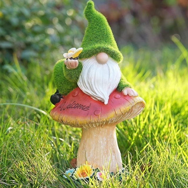 Christmas LED Creative Outdoor Garden Decoration Solar Flocking Fairy Night Light Solar Gnome Elf Statue Decorative Lights