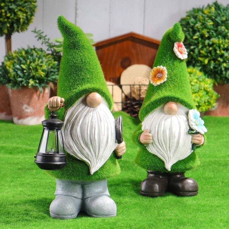 Christmas LED Creative Outdoor Garden Decoration Solar Flocking Fairy Night Light Solar Gnome Elf Statue Decorative Lights