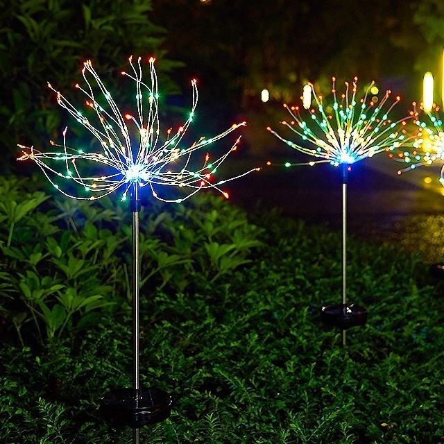 LED Solar Firework Lights Outdoor Waterproof Fairy Garland 90/150 LEDs Light String Garden Lawn Street Christmas Decoration