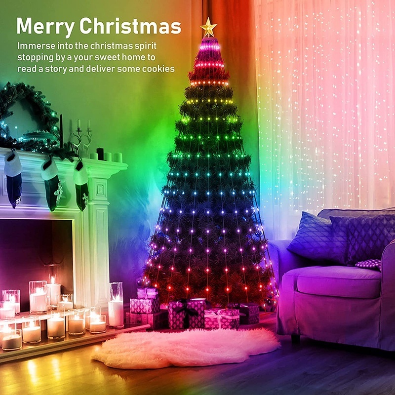 Smart LED Christmas Tree Lights Transformer Cone Tower Shape Multi Color Changeable Christmas tree light For Holiday Celebrate