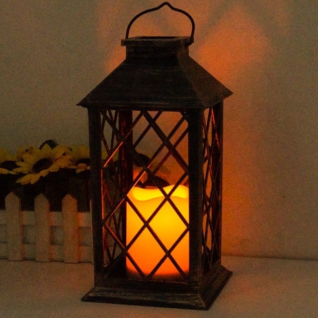 ip66 waterproof Outdoor Garden Ramadan festival decorate Pattern Lights LED candle Solar Lantern Lights