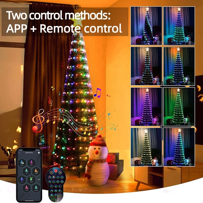 Smart LED Christmas Tree Lights Transformer Cone Tower Shape Multi Color Changeable Christmas tree light For Holiday Celebrate