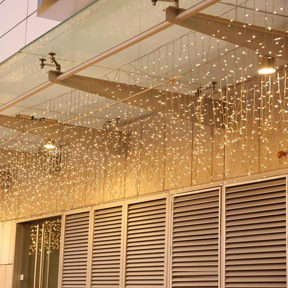 5M 216 LEDs 8 Modes Extendable Twinkle Curtain Lights Plug in Fairy String Lights icicle lights