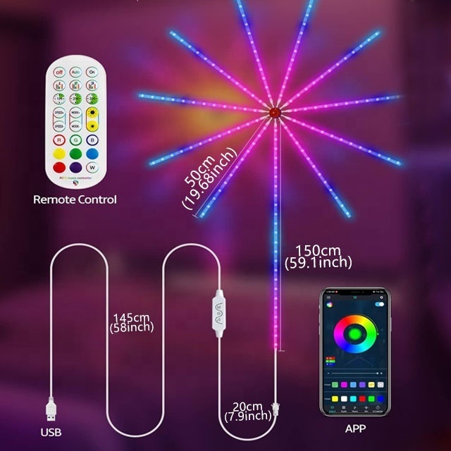 Led Fireworks Light Smart Firework Led Strip Lights Led Electric Firework Strip Light With APP Music