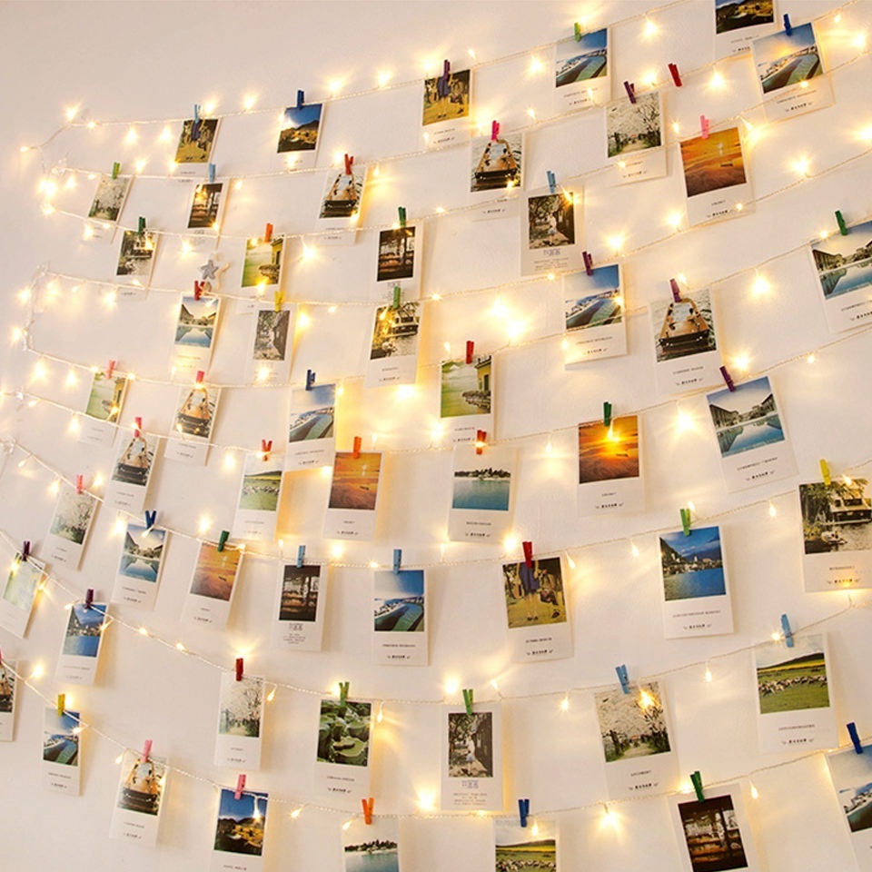 Battery Operated LED Hanging Picture Photo Clip Peg Bright String Rope Light Lamp Wall  Wedding Party Home Decoration