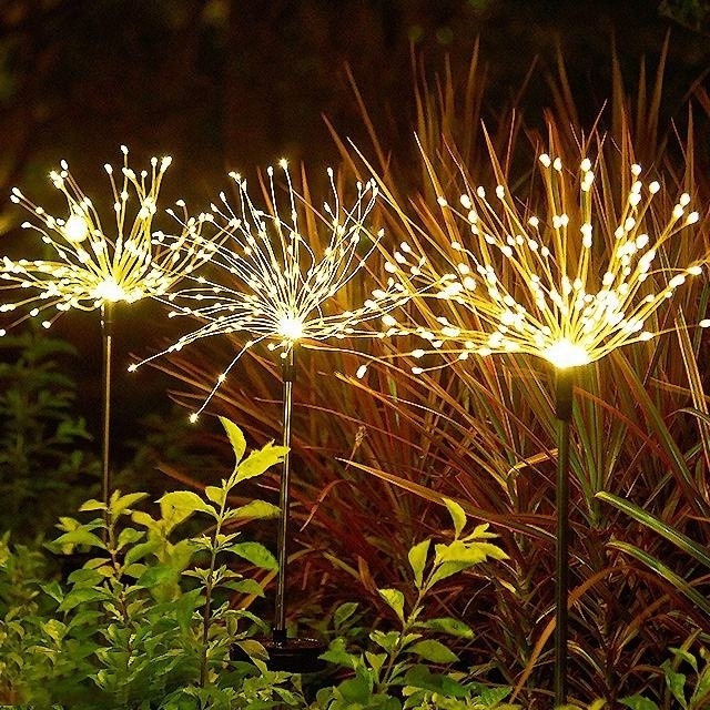 LED Solar Firework Lights Outdoor Waterproof Fairy Garland 90/150 LEDs Light String Garden Lawn Street Christmas Decoration