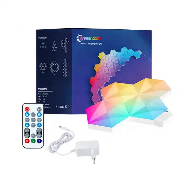 Smart WiFi+Blue dual mode connection RGBIC DIY Hexagon Wall Light Panel Ambient Light For Gaming Room