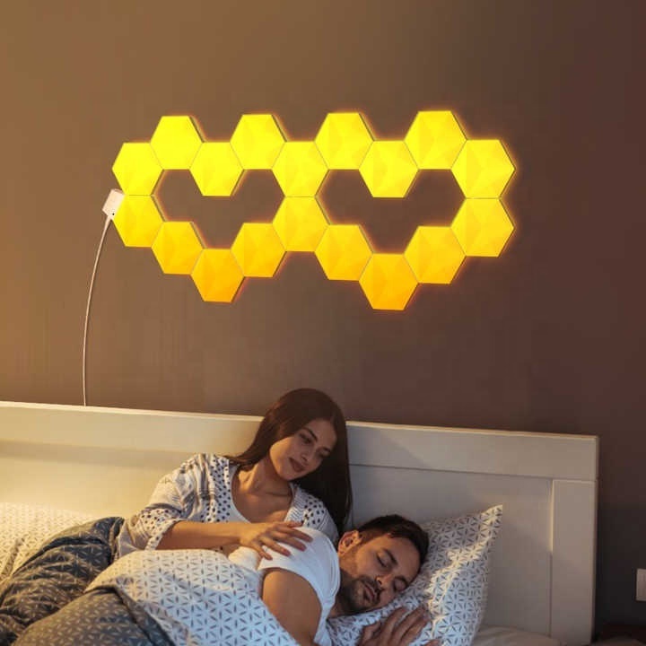 Smart WiFi+Blue dual mode connection RGBIC DIY Hexagon Wall Light Panel Ambient Light For Gaming Room