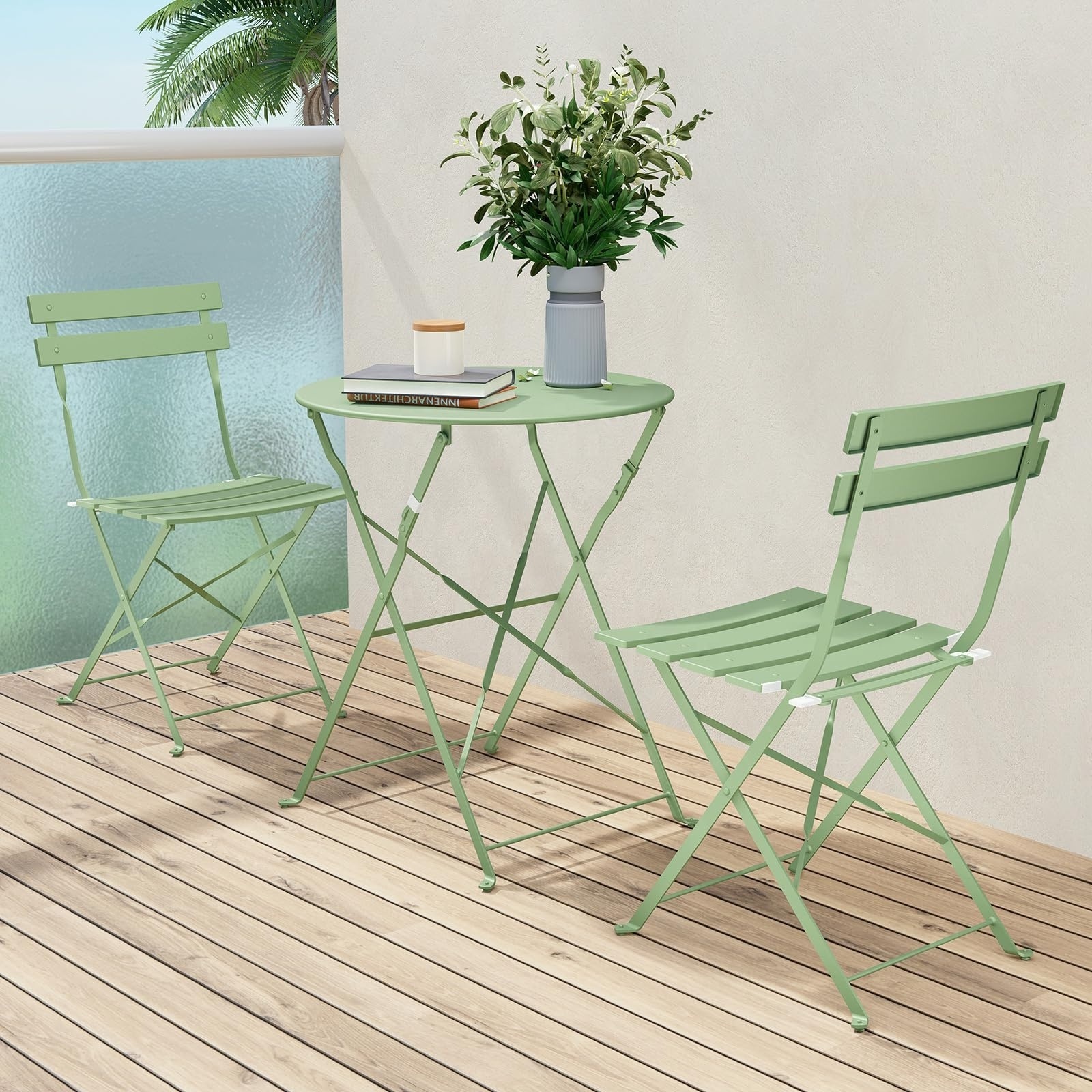 3-Piece Bistro Set Folding Outdoor Furniture Sets with Premium Steel Frame Portable Design for Bistro & Balcony