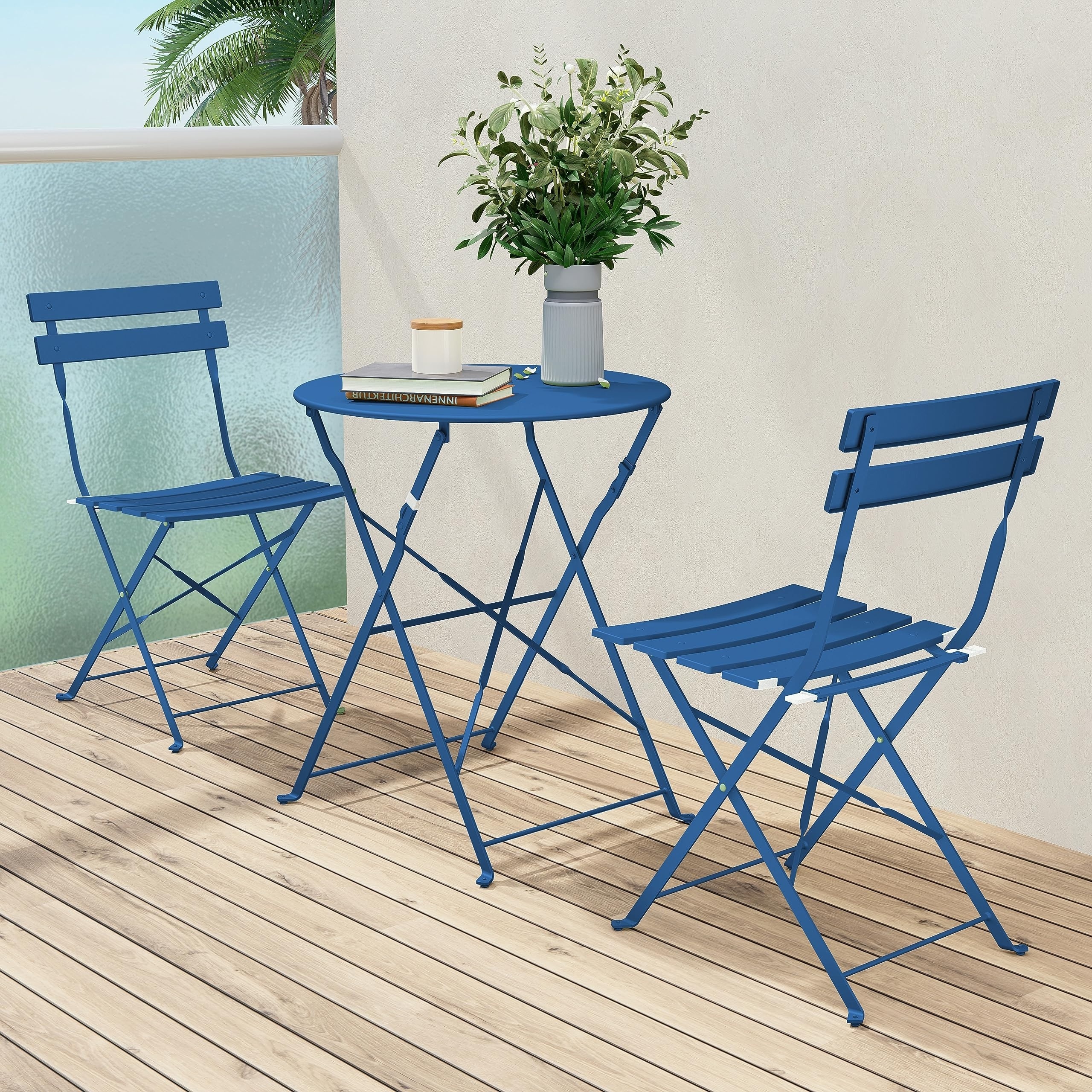 3-Piece Bistro Set Folding Outdoor Furniture Sets with Premium Steel Frame Portable Design for Bistro & Balcony