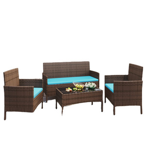 Patio Furniture 4 Pieces Conversation Sets Outdoor Wicker Rattan Chairs