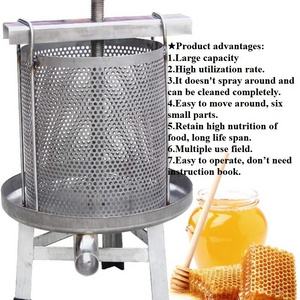 Beekeeping Machine Fruit Honey Presser Beeswax Extractor Press Extractor for Wine and Juice Making with Stainless Steel Strainer