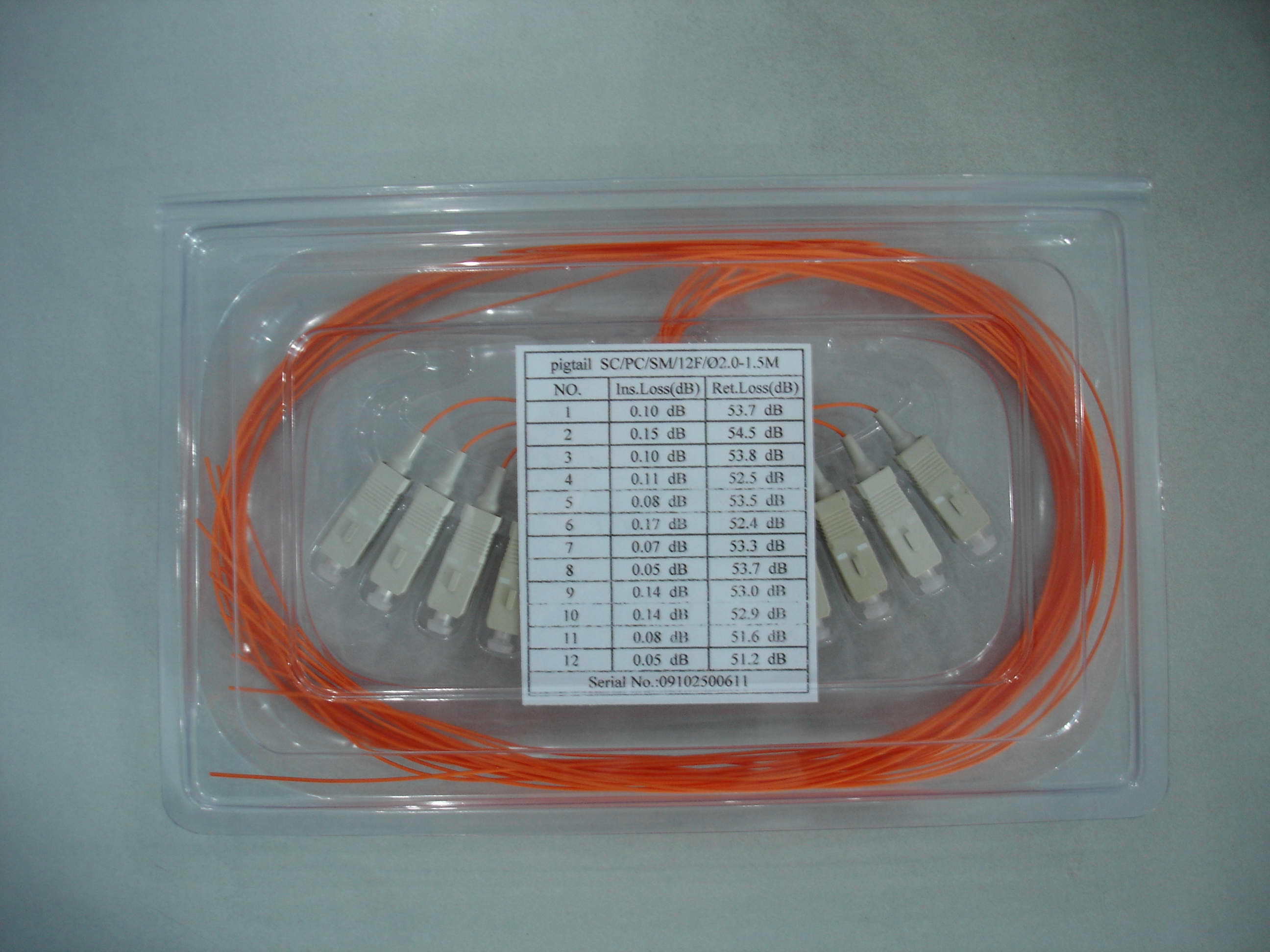 FTTH Pigtail  SC/APC Connector Colors 12 Fiber 0.9mm 1.5M Waterproof outdoor