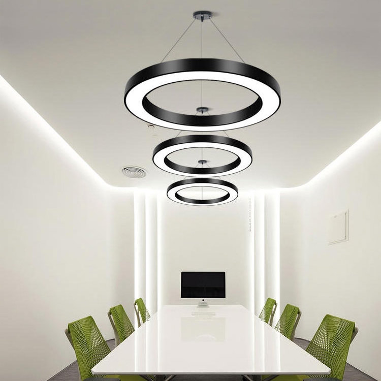 Modern Round Pendant Light 85~265v Black housing hanging lamp Ceiling Lighting led circle chandelier Ring Pendant Lights