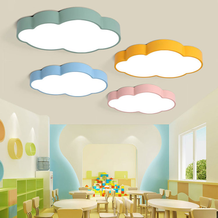 Geometric LED Cloud Pendant Light 40W Colorful Metal Kindergarten Hanging Lighting modern Children's room led Chandelier