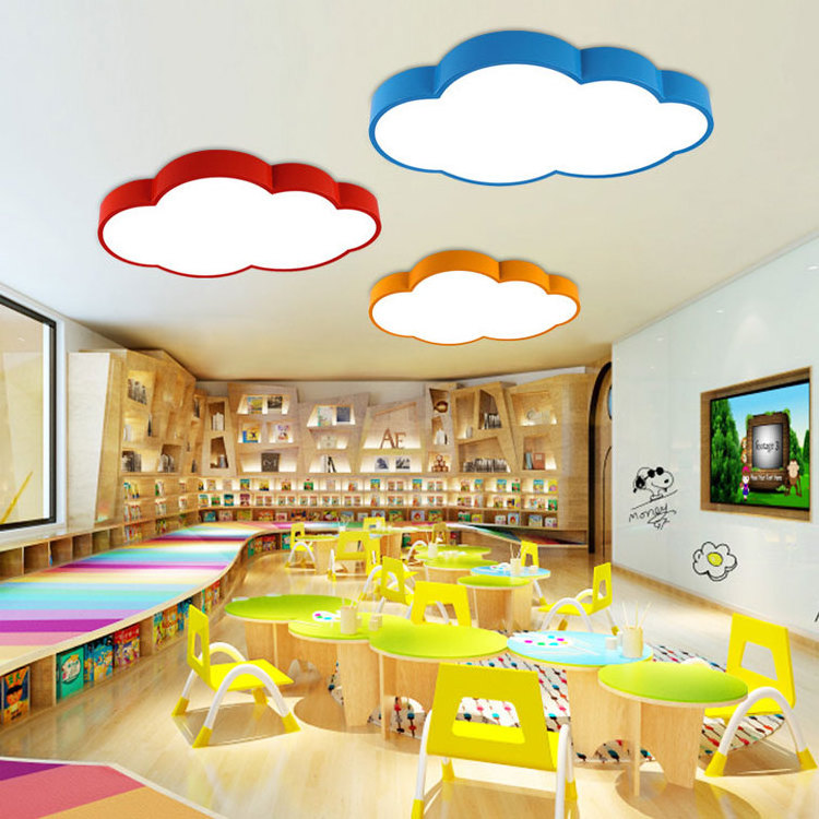 Geometric LED Cloud Pendant Light 40W Colorful Metal Kindergarten Hanging Lighting modern Children's room led Chandelier