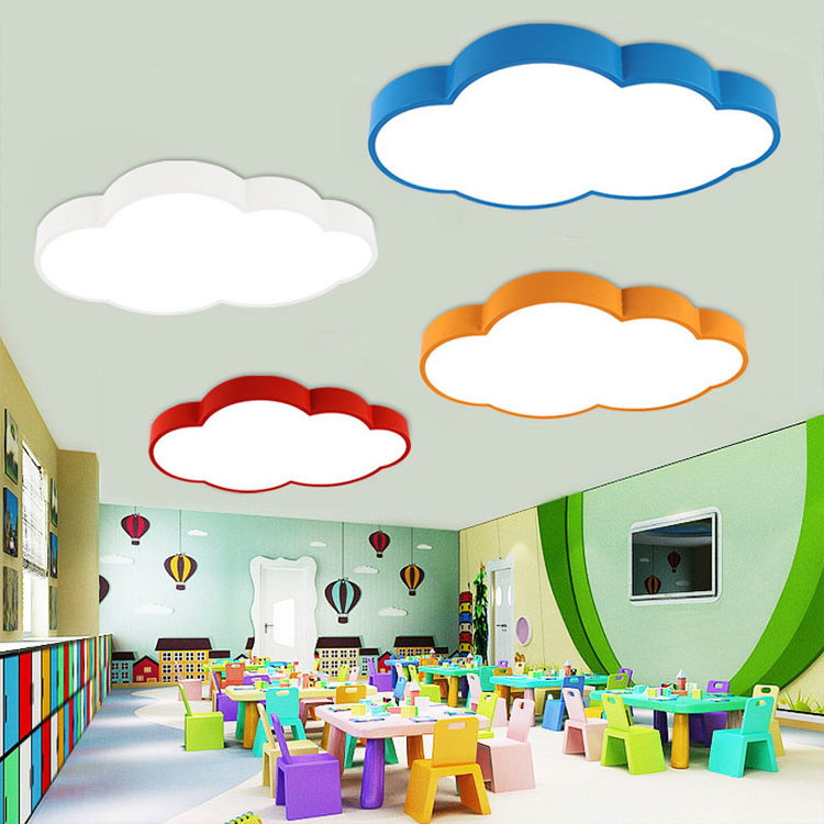 Geometric LED Cloud Pendant Light 40W Colorful Metal Kindergarten Hanging Lighting modern Children's room led Chandelier