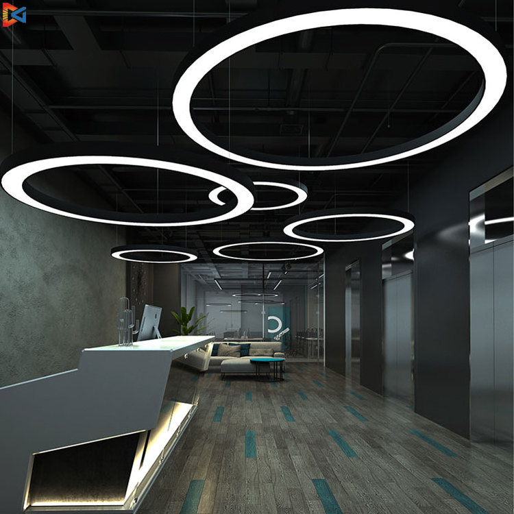 Office Chandelier Ceiling Light Gym Supermarket Clothing Store Cafe Meeting Room Hanging Lamp LED Round Pendant Lights