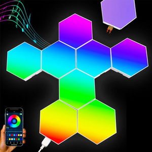 Touch Sensor Geometric Colorful  Panels Bright Hexagon Light Up DIY RGB Hexagonal LED Wall Light