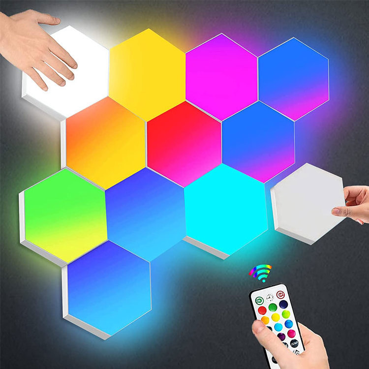 Touch Sensor Geometric Colorful  Panels Bright Hexagon Light Up DIY RGB Hexagonal LED Wall Light