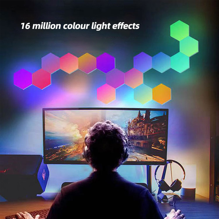 Touch Sensor Geometric Colorful  Panels Bright Hexagon Light Up DIY RGB Hexagonal LED Wall Light