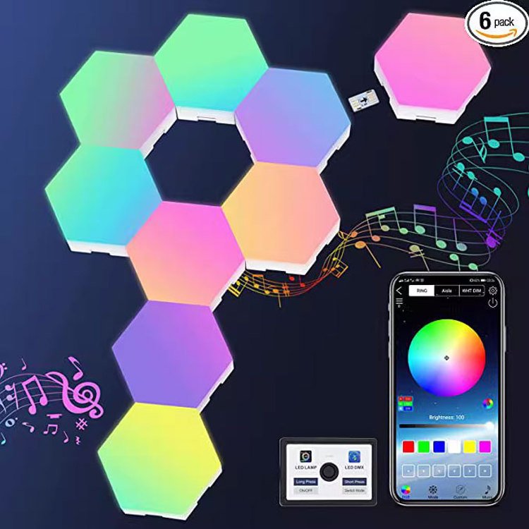 Led Touch Control Hexagon Wall Mounted Diy Smart Home Night Lights Neon Rgb Gaming Quantum Lamp